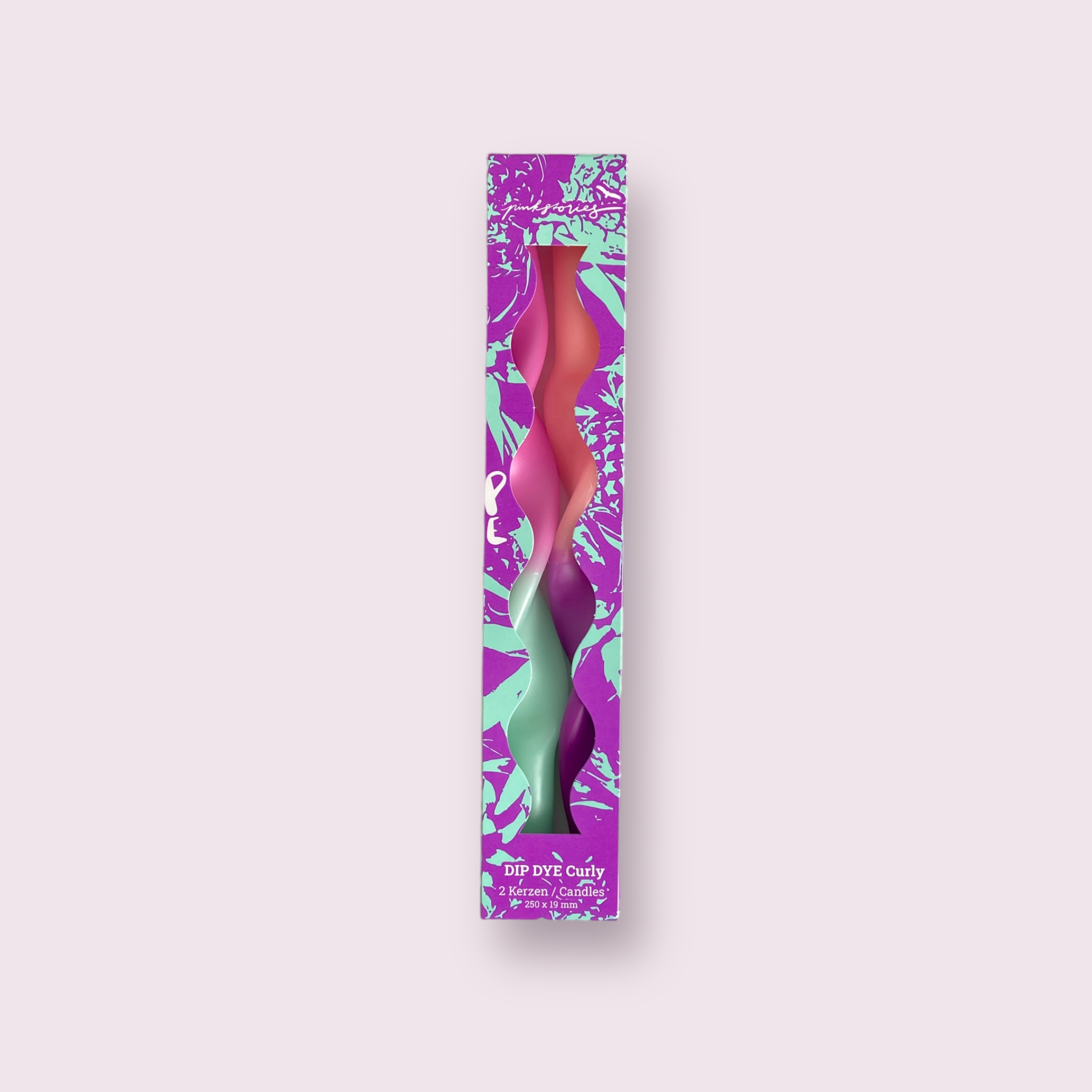 Dip Dye Curly 2 spalvotų žvakių rinkinys - VIOLETINĖ AVIETINĖ