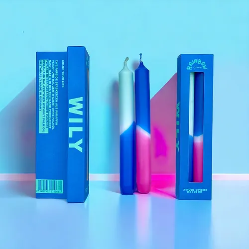 WILY 2 spalvotų žvakių rinkinys - MĖLYNA JŪRA