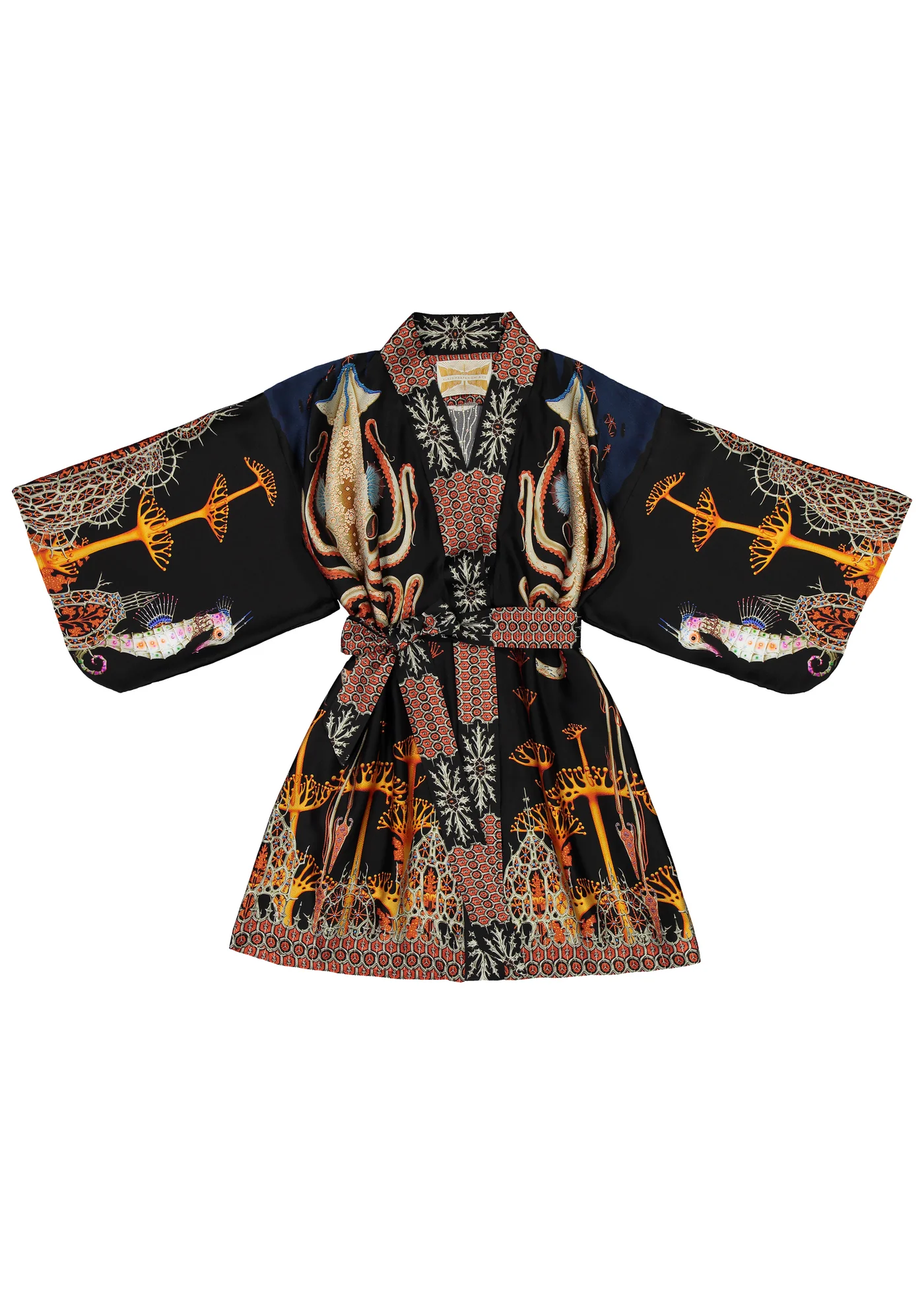 Notre Dame Kimono juodas, 100% šilkas