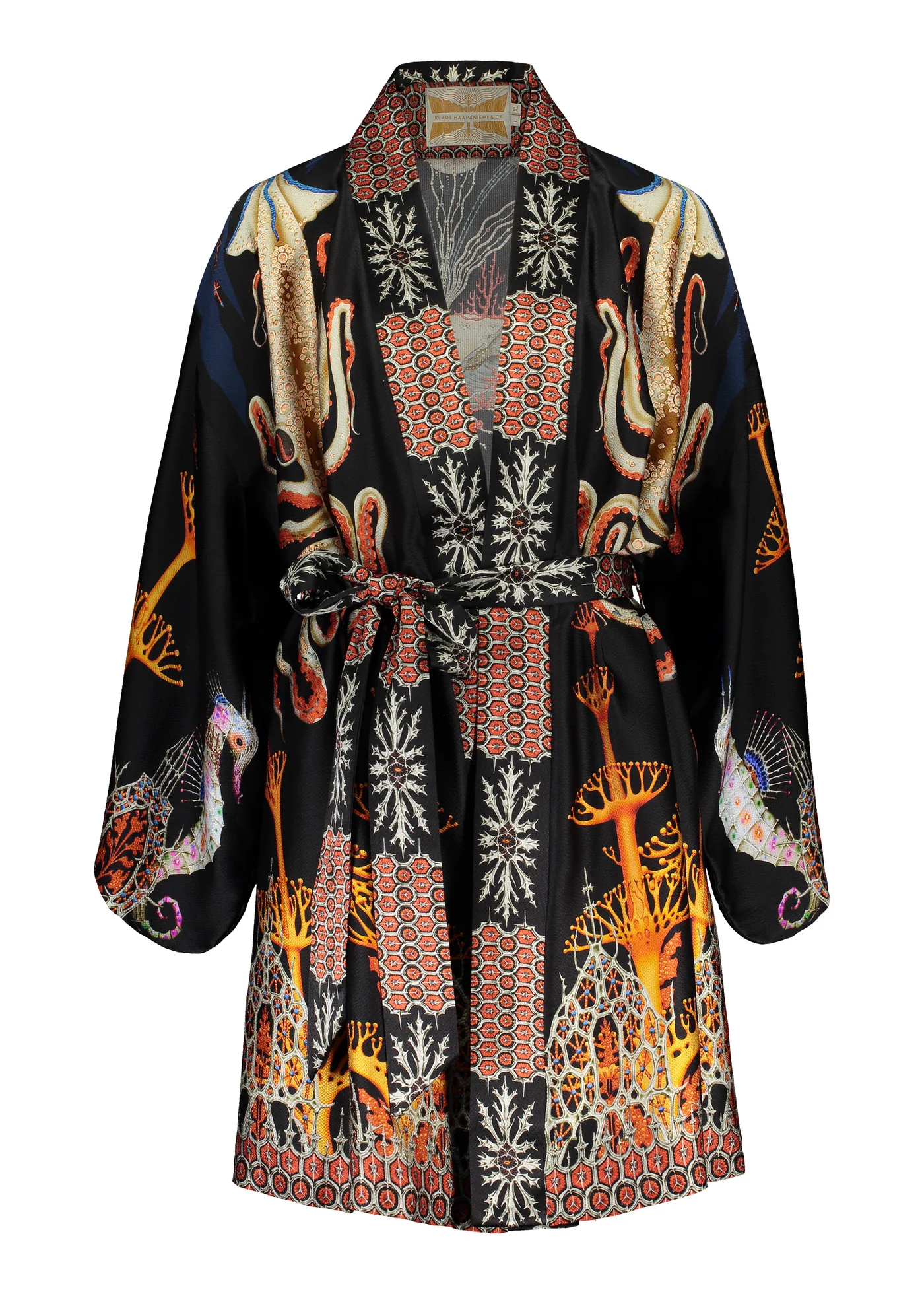 Notre Dame Kimono juodas, 100% šilkas