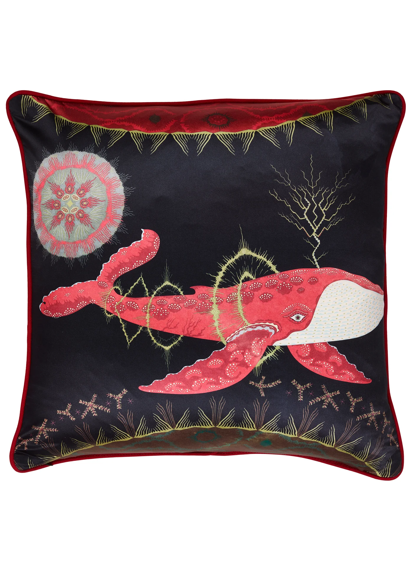 Cosmic Whale with Red Planet dekoratyvinės pagalvės užvalkalas