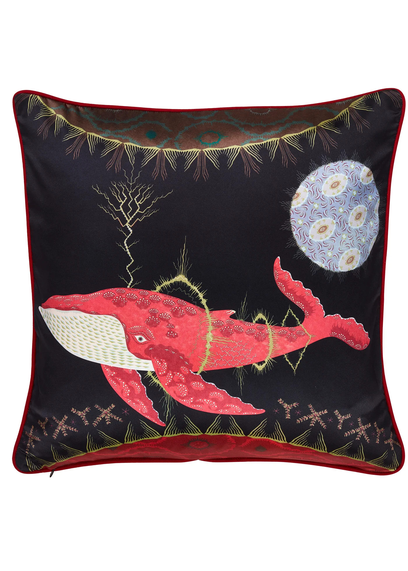 Cosmic Whale with Lilac Planet dekoratyvinės pagalvės užvalkalas