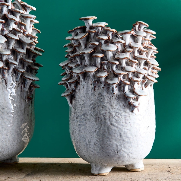 Keraminė vaza su grybais