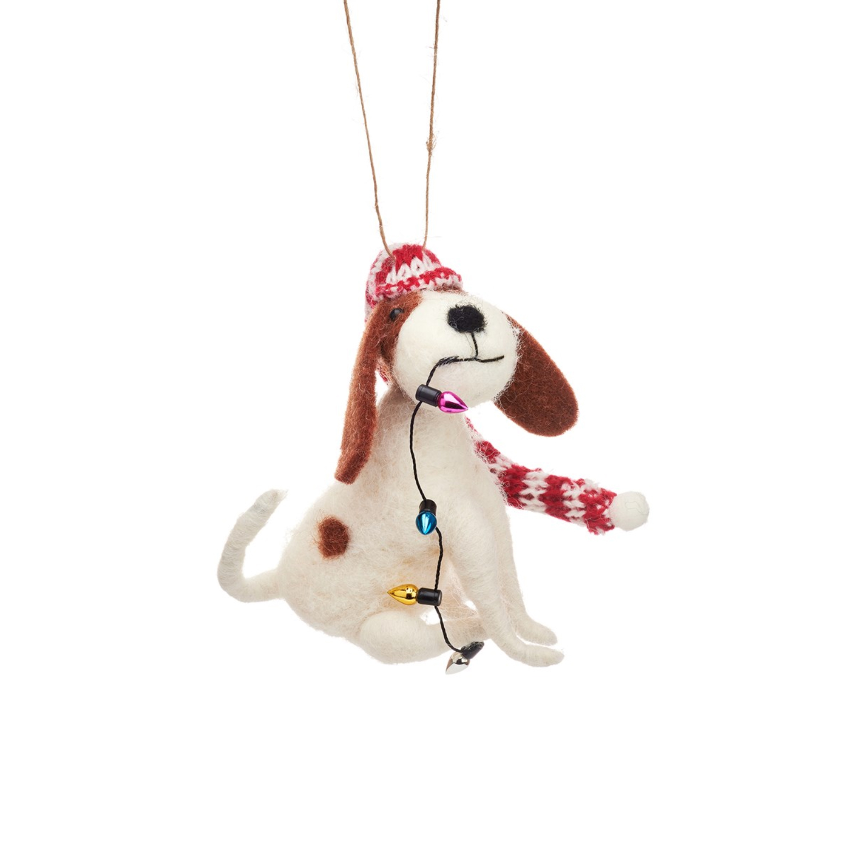 Šuniukas su girlianda - kalėdinis eglutės žaisliukas