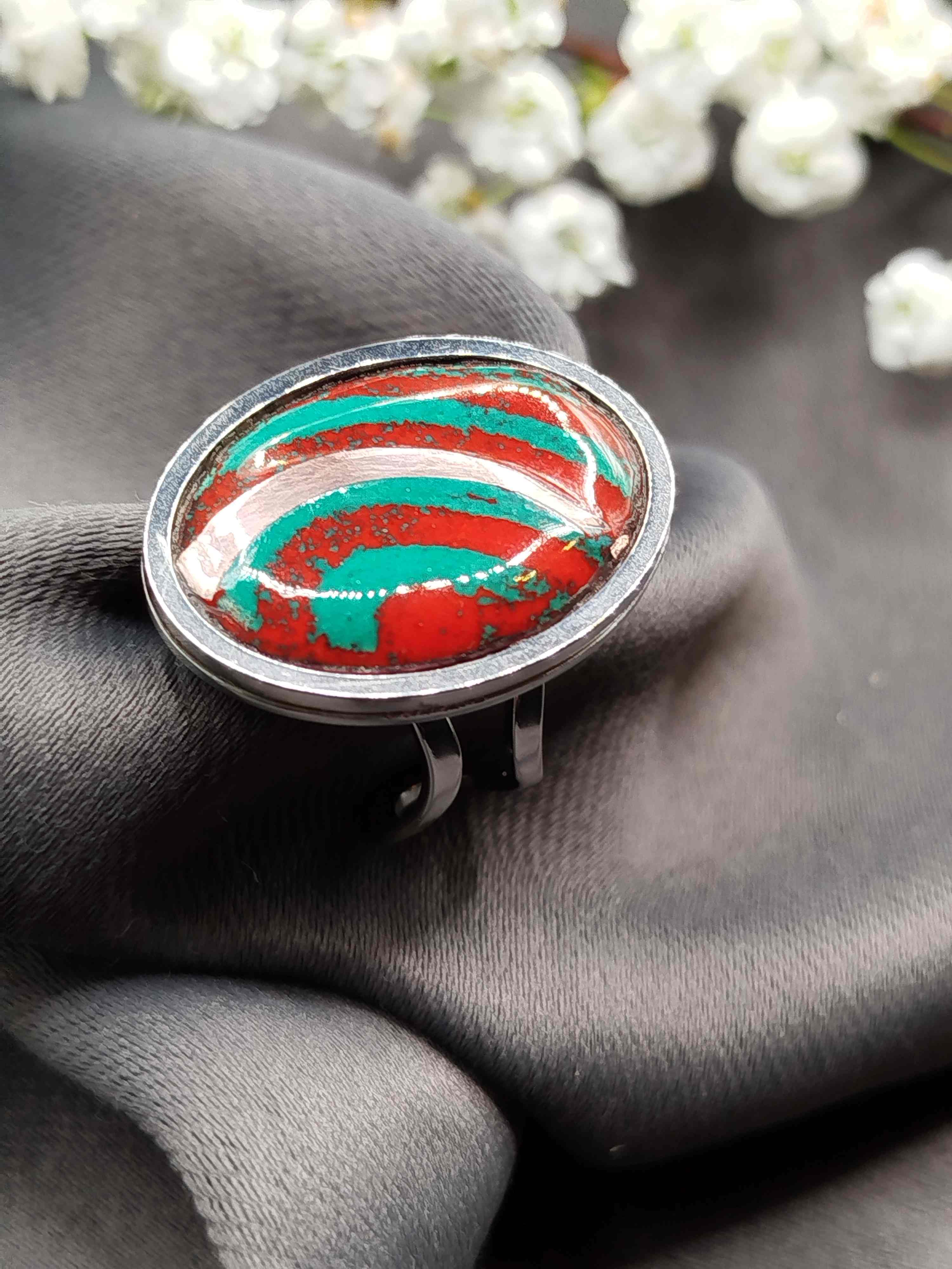 Bague Grandissime vert et Rouge