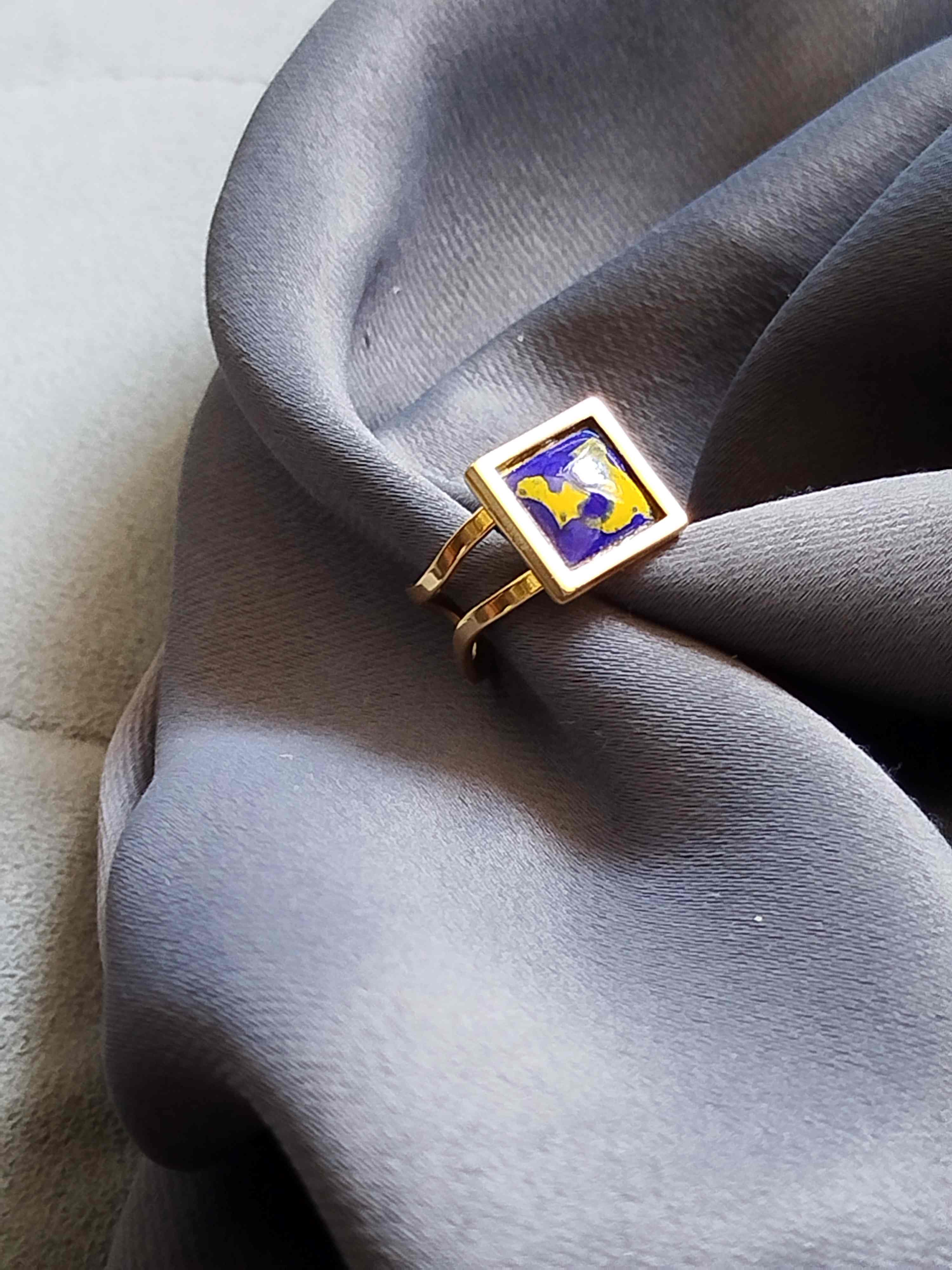 Bague Mezze Doré bleu et jaune