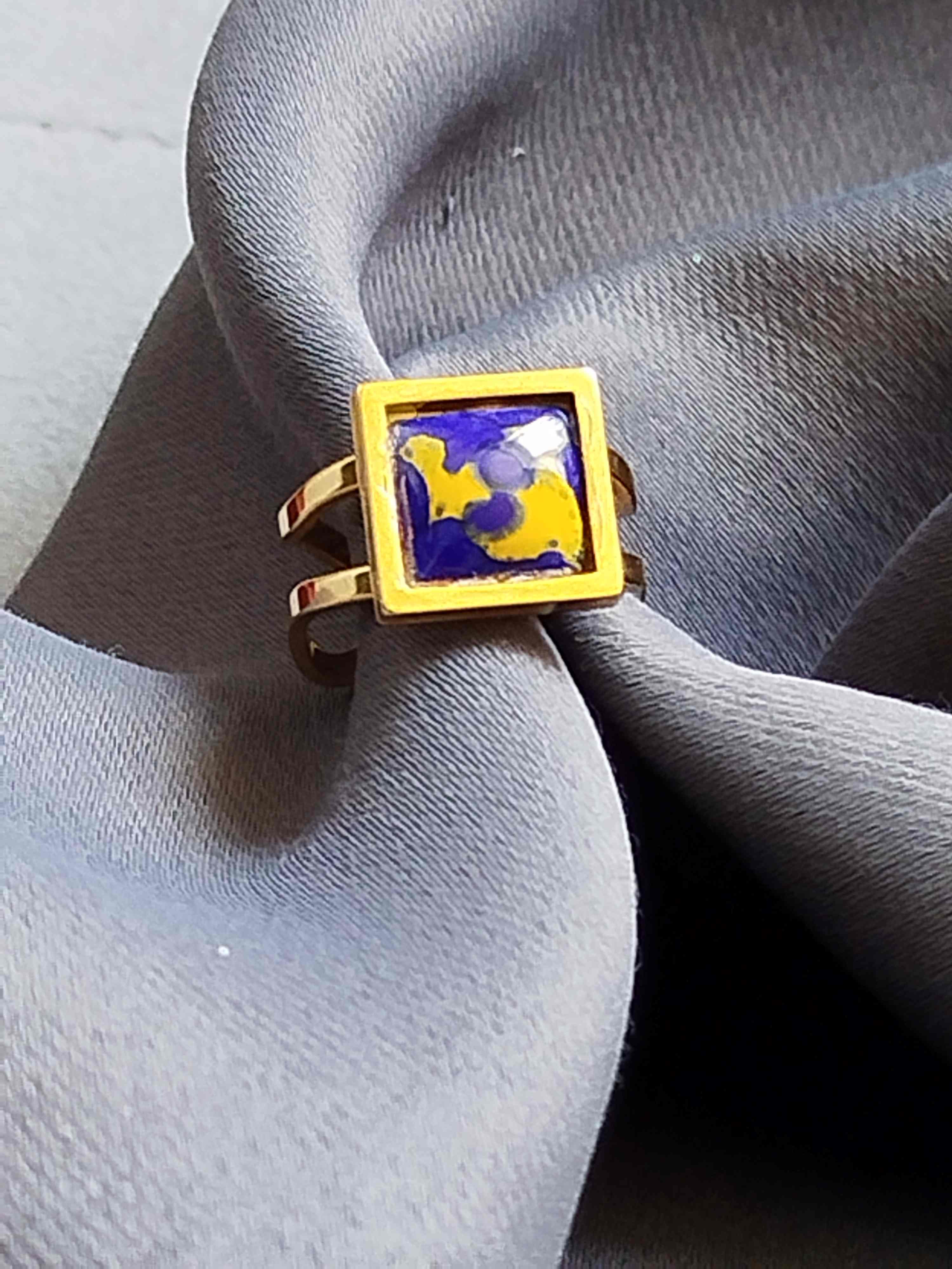Bague Mezze Doré bleu et jaune