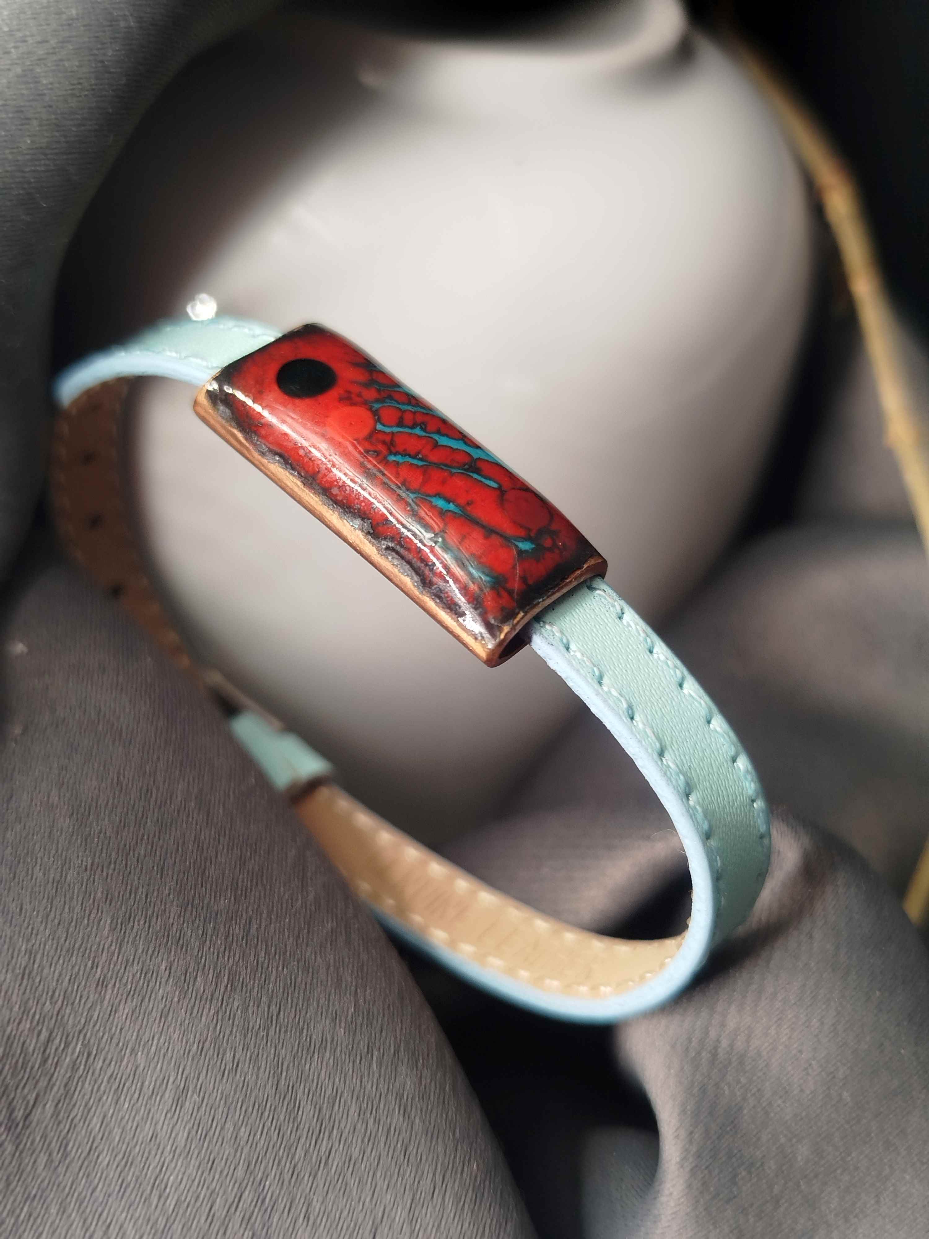 Bracelet Tubaline rouge et turquoise