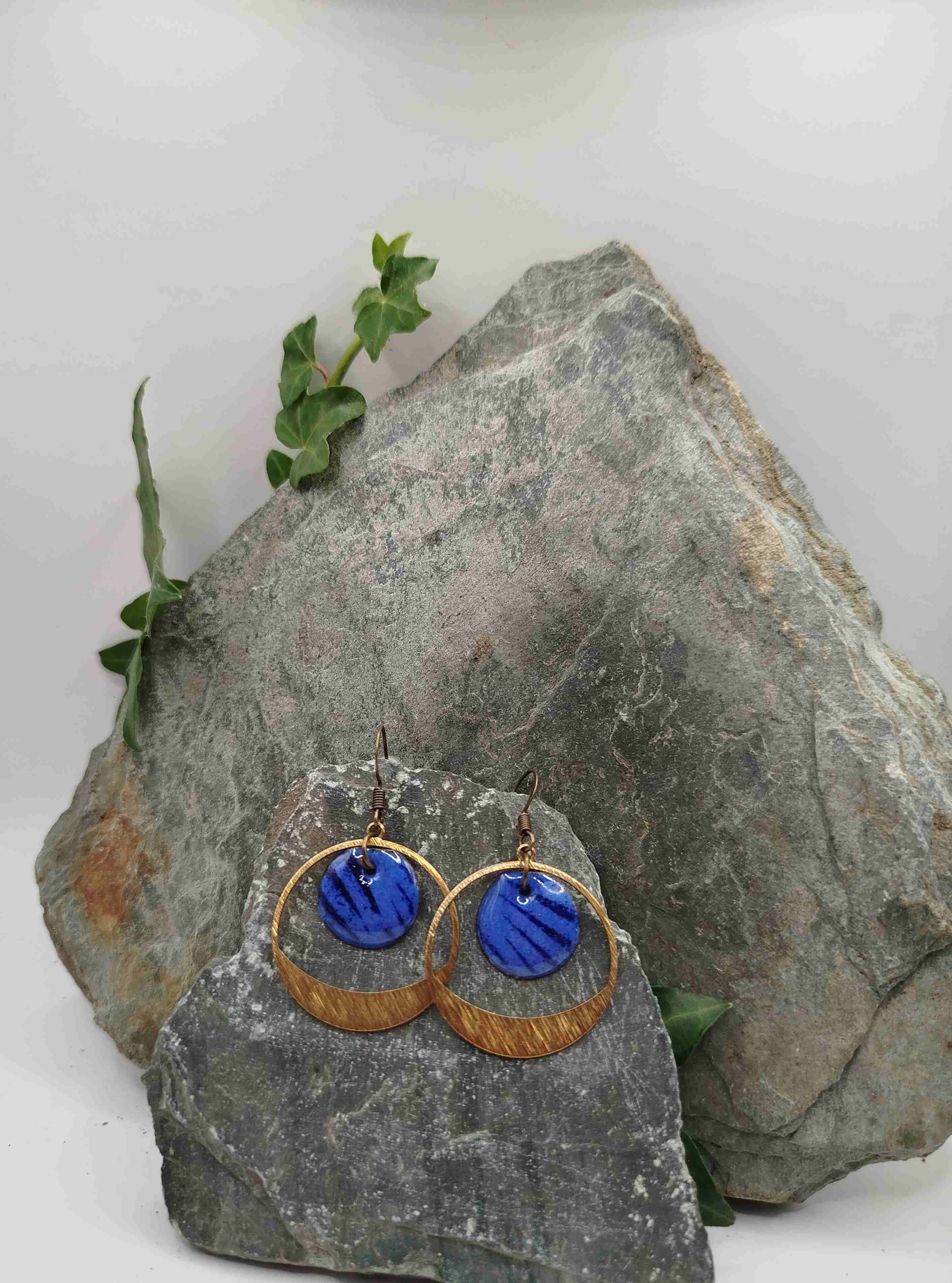 Boucles d'oreilles Créola bleues