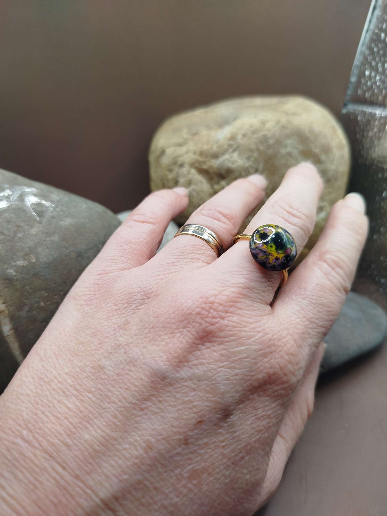 Bague Galaxy Jaune noir