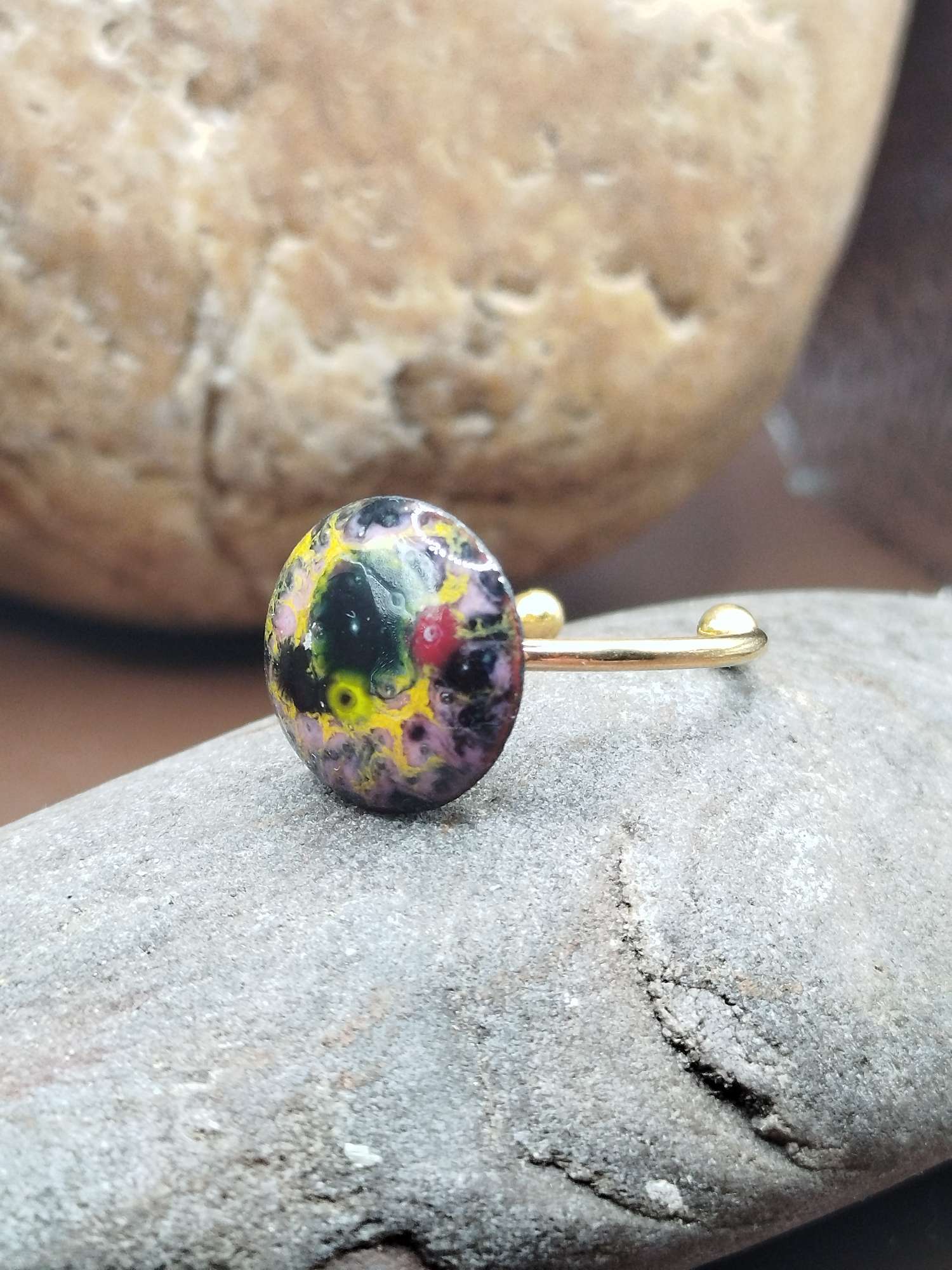 Bague Galaxy Jaune noir