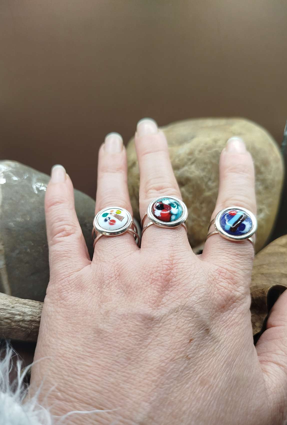 Bague Gaïa verte et rouge