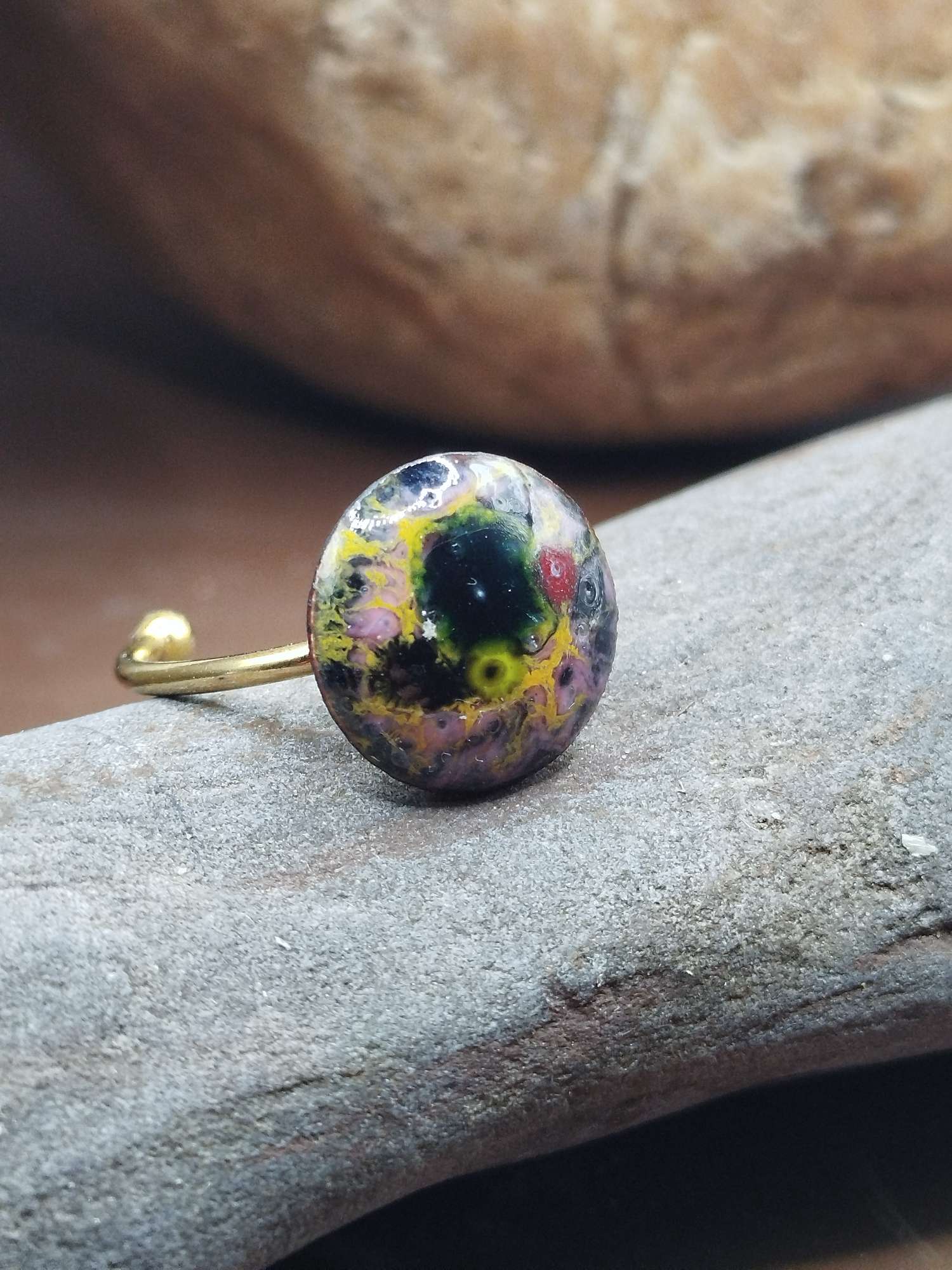 Bague Galaxy Jaune noir