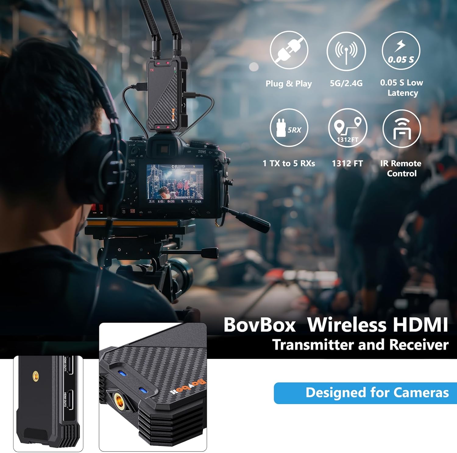 1080P No Battery Slot 1312ft  Wireless HDMI Transmitter and Receiver