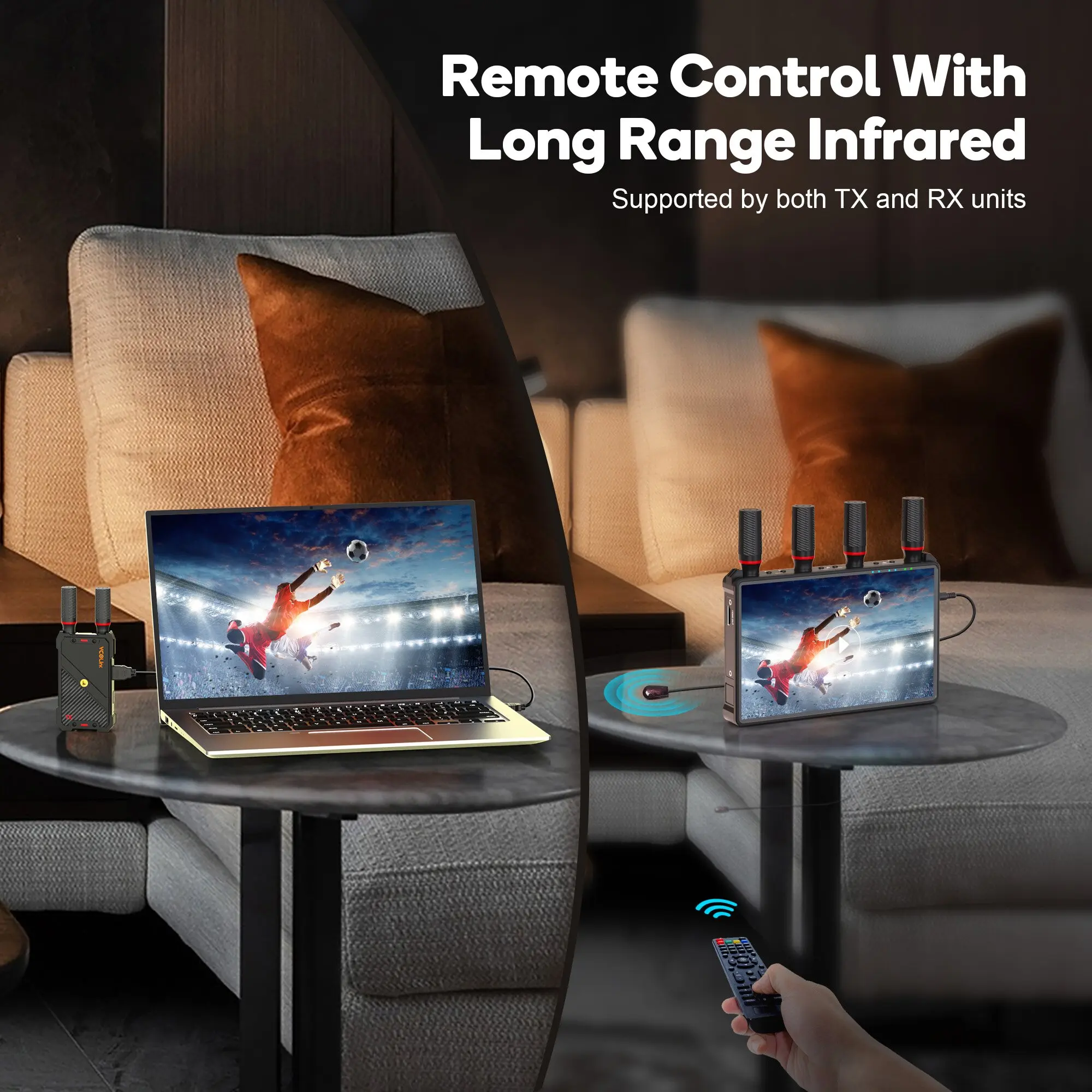 1,312FT WL083 Wireless HDMI Extender Video Transmitter Receiver with 7-inch Monitor LCD Screen