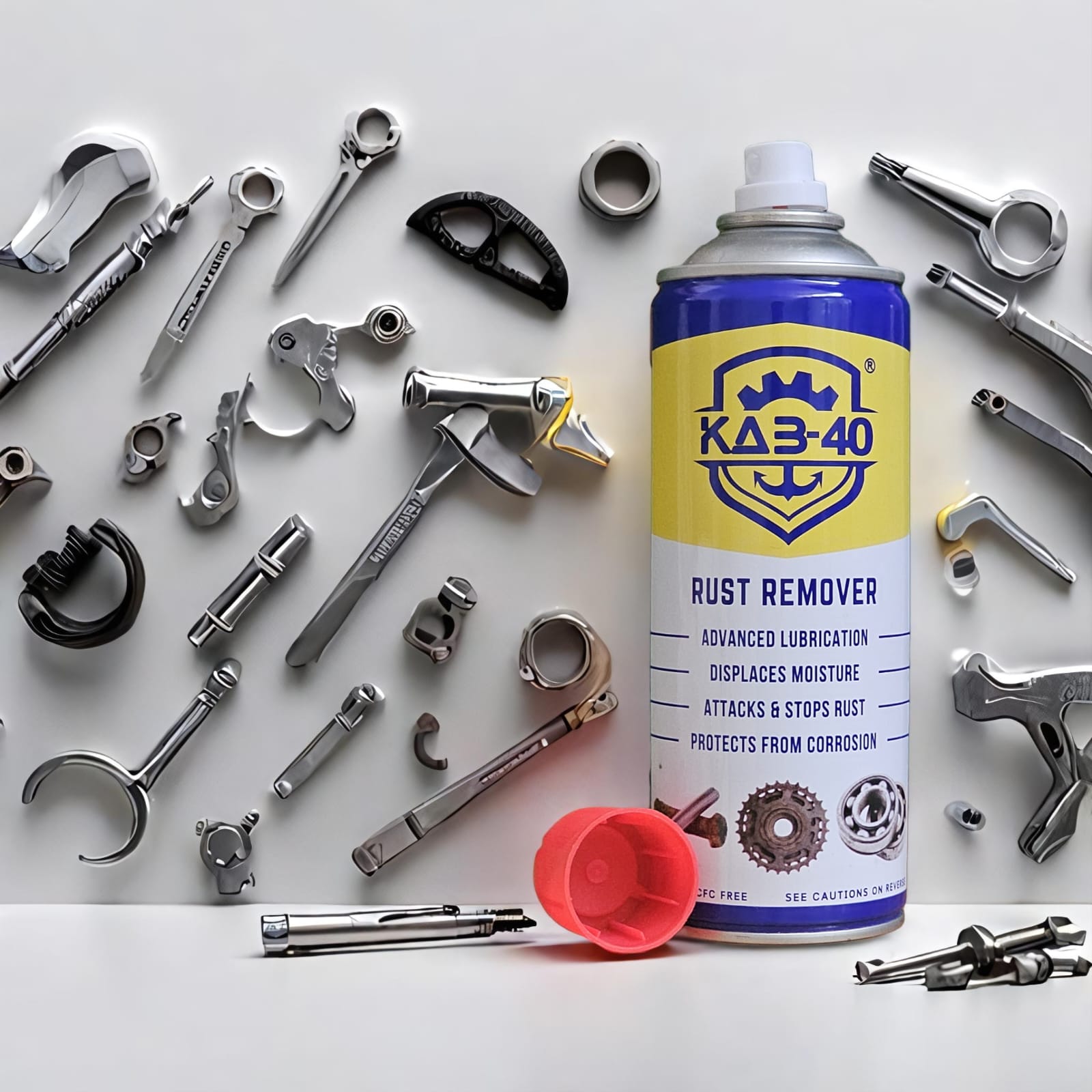 KAB-40, Multipurpose Car Spray, 400 ml Rust Remover, Lubricant, Stain Remover, Powerful Chimney Cleaner, Degreaser, and Bike Chain Cleaner & Chain Lube
