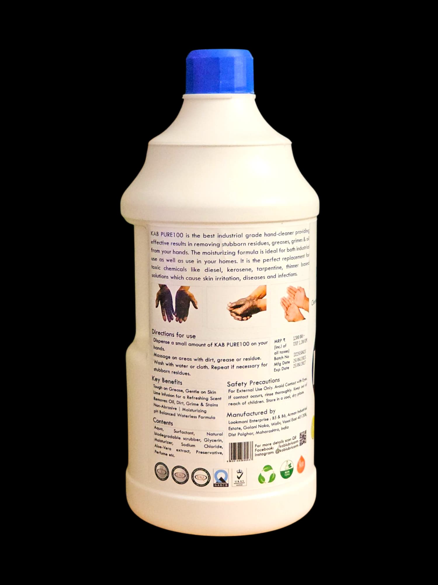 KAB Pure 100 Hand Cleaner Gel (1000ml)