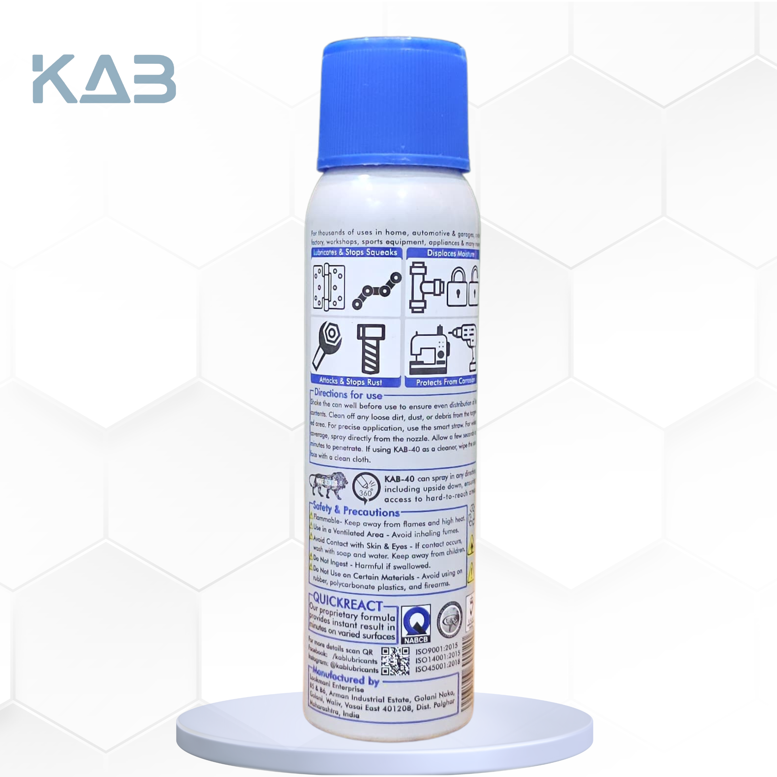 KAB-40, With Advanced QUICK REACT Formula, 70g Rust Remover, Lubricant, Degreaser, General Maintenance Spray, Stain Remover, Chimney & Chain Cleaner