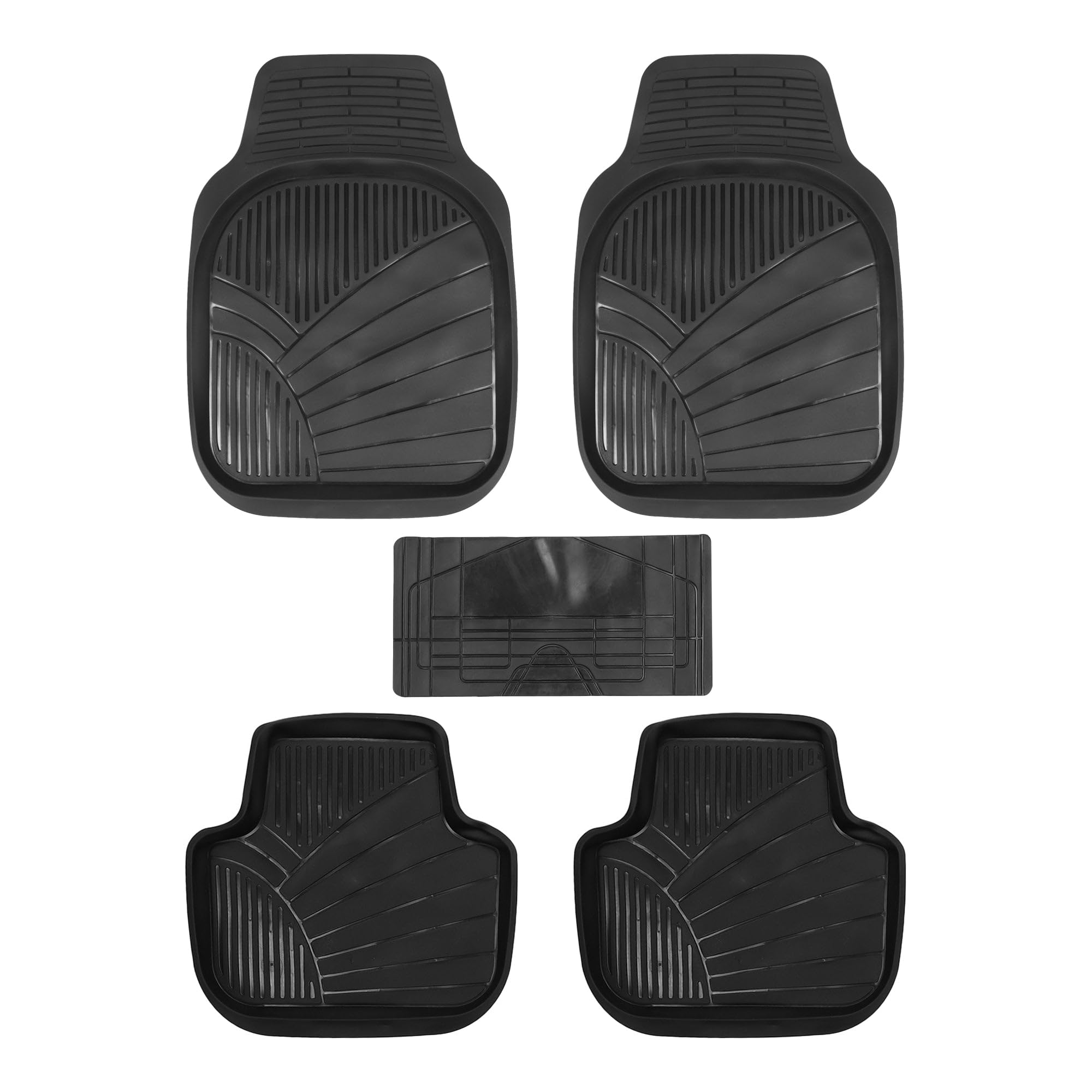 5G Black PVC Rubber Floor Mats, 100% Waterproof and Dustproof Car Tray Foot Mats, Universal Fit Use in All 4 Wheeler, Set of 5 Pieces