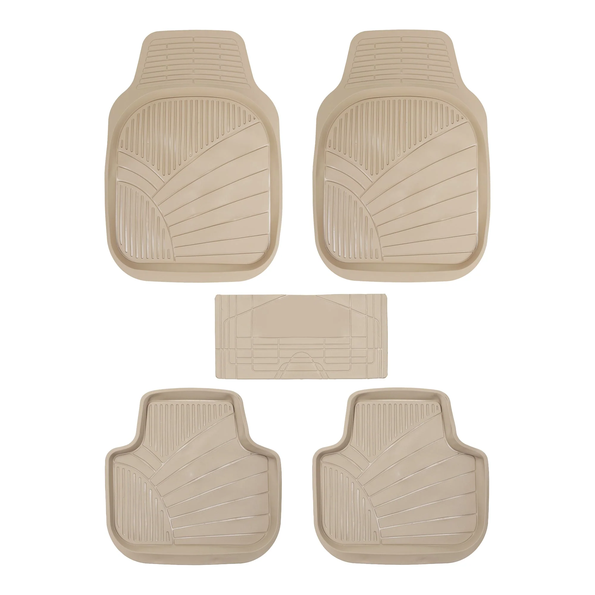 5G Beige PVC Rubber Floor Mats, 100% Waterproof and Dustproof Car Tray Foot Mats, Universal Fit Use in All 4 Wheeler, Set of 5 Pieces