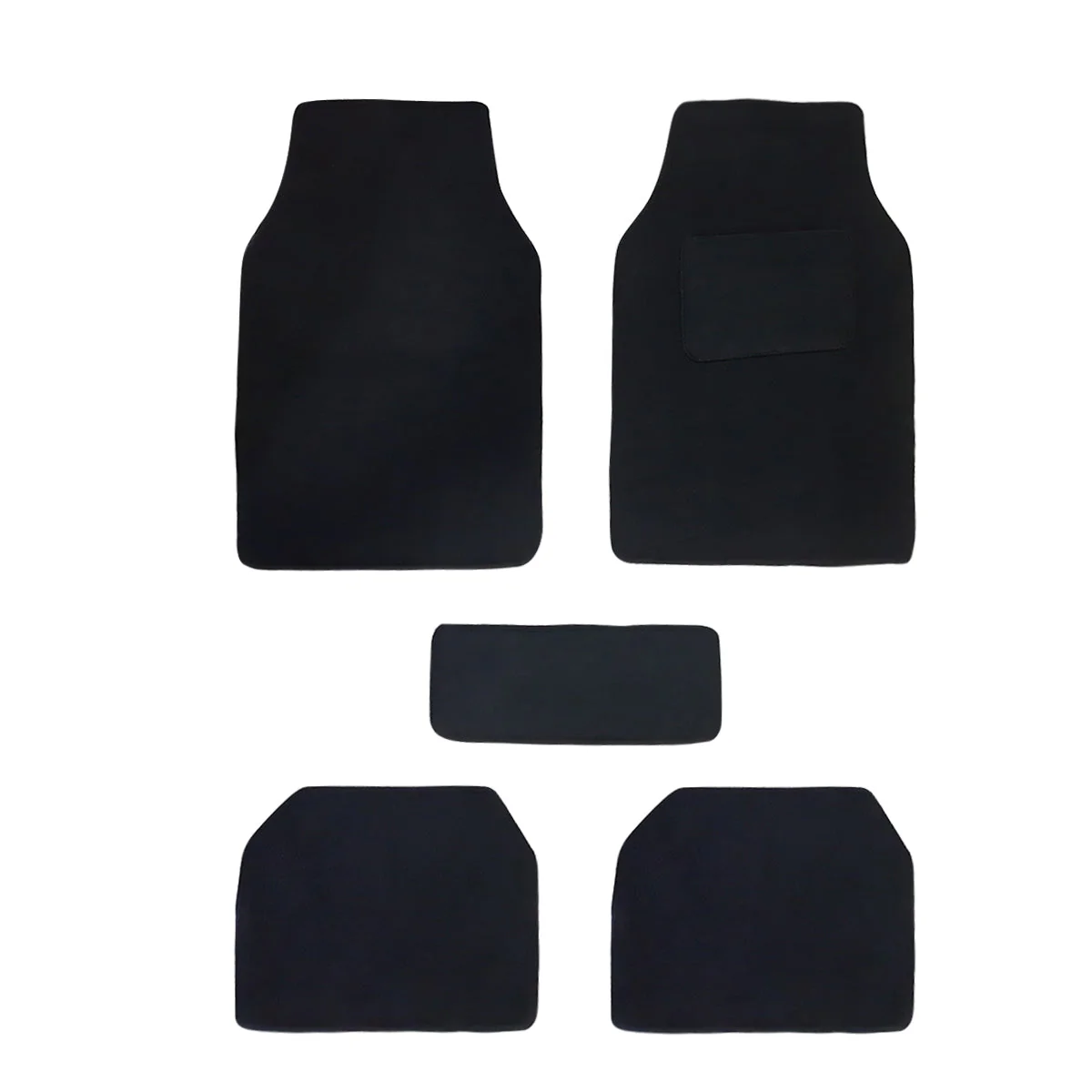 Carpet Style Universal Car Floor Foot Mats for All 5 Seater Cars, Black Color Anti Slip Car Try Mat, Complete Set of 5 Piece, Executive Series