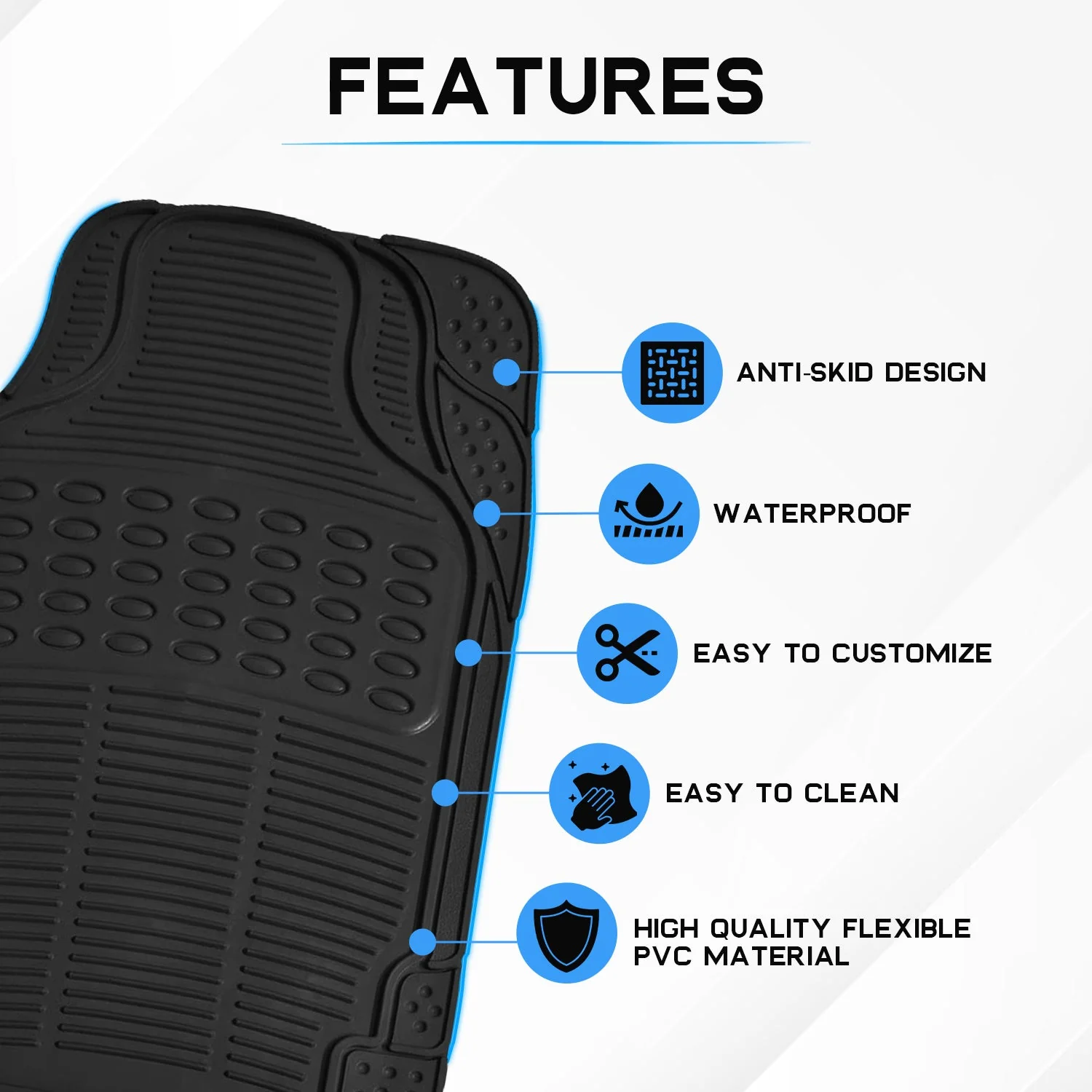 KINGSWAY® Brezza Car Mat 4.5D for (Year 2022 Onwards) All Model, Compatible with Maruti Suzuki Brezza Car Floor Mats, Complete Set of 3 Pieces, Top Notch PVC 4.5D Foot Mats, Washable, Black