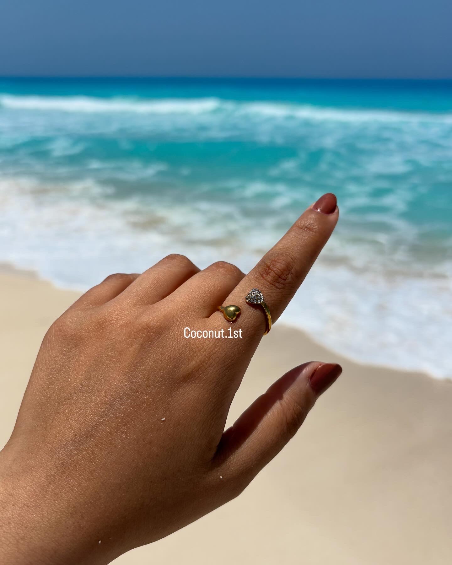 خاتم قلبين فص وساده