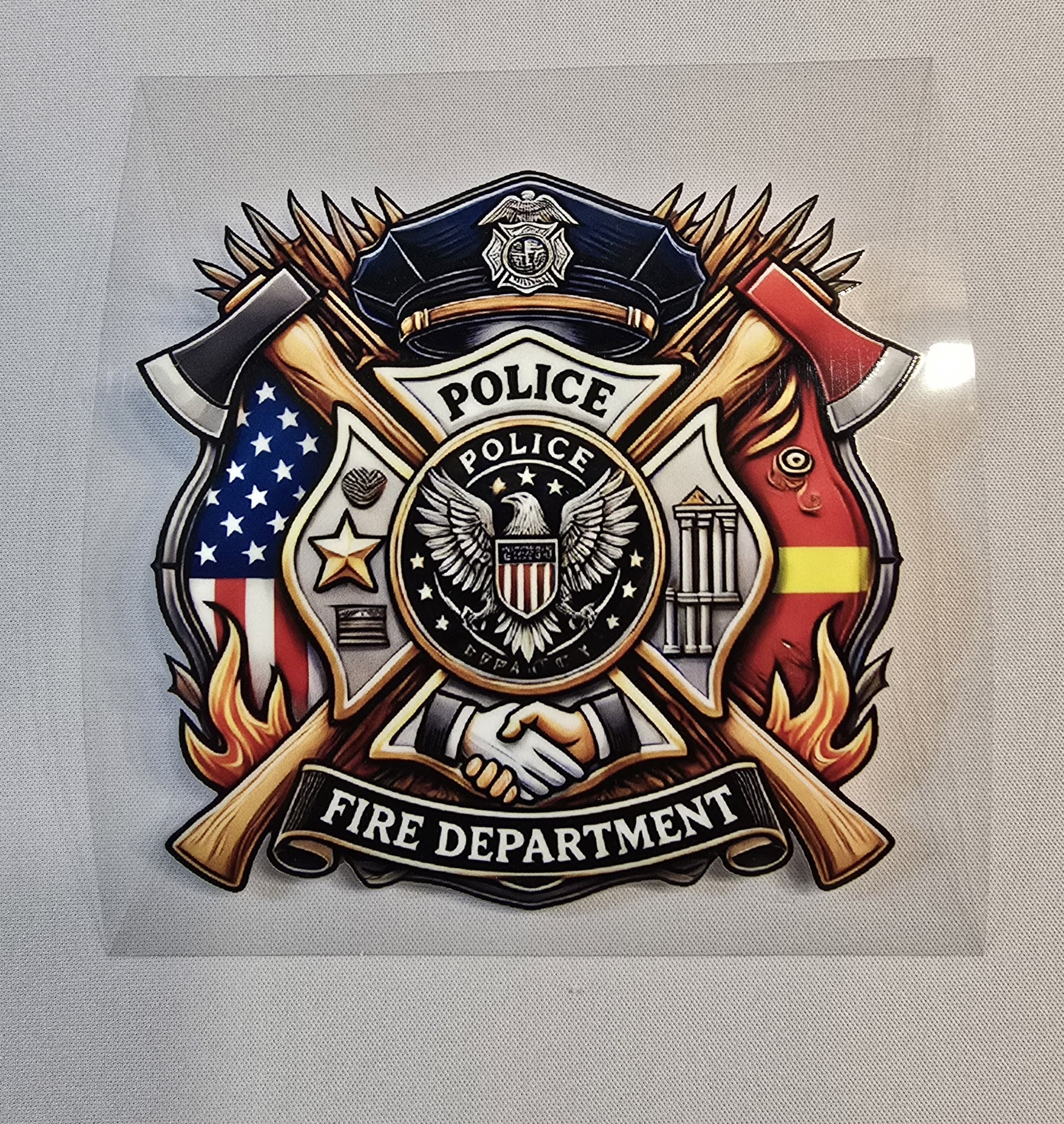 Police & Firefighter Unity Window Sticker