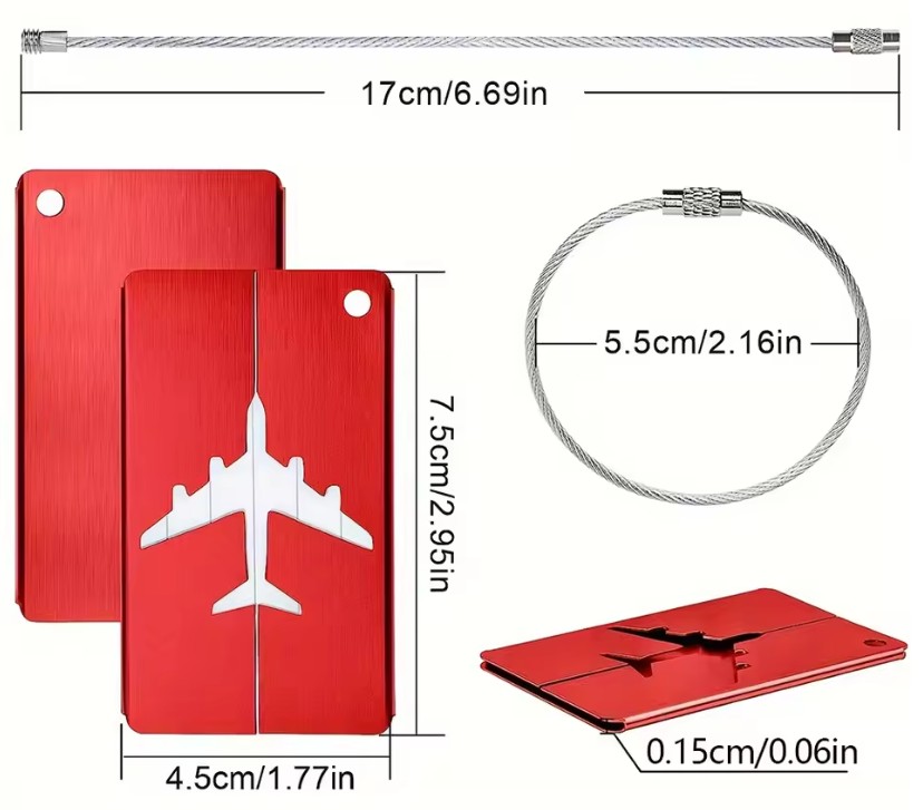 3 Étiquettes de bagage de voyage en alliage d'aluminium
