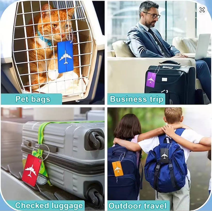 3 Étiquettes de bagage de voyage en alliage d'aluminium