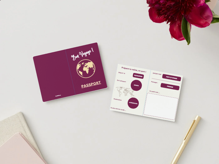 Carte à gratter "Prépare ton passport, on part à l'aéroport !