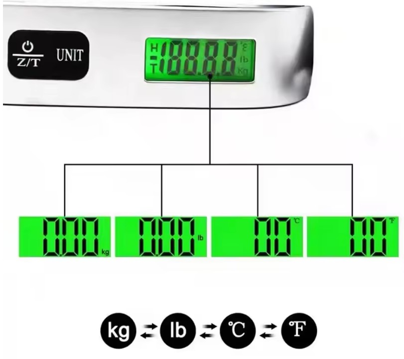 Balance à bagages de voyage numérique portative-0,110 lb/50 kg avec écran LCD
