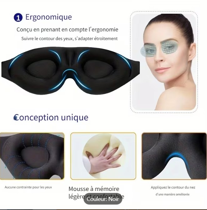 Masque de voyage avec bouchons d'oreilles noir