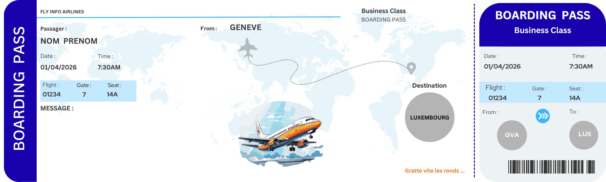 Carte à gratter "Prépare ta valise, on part à l'aéroport !