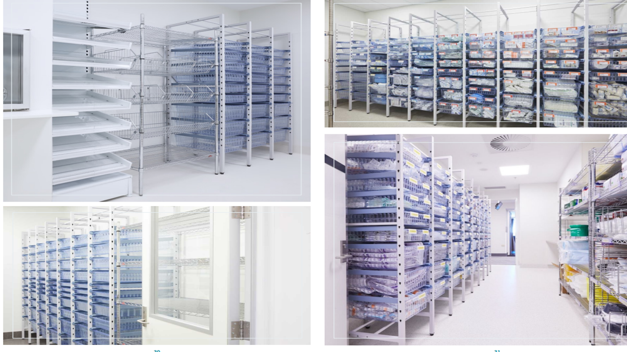 Système modulaire de rayonnage de la pharmacie