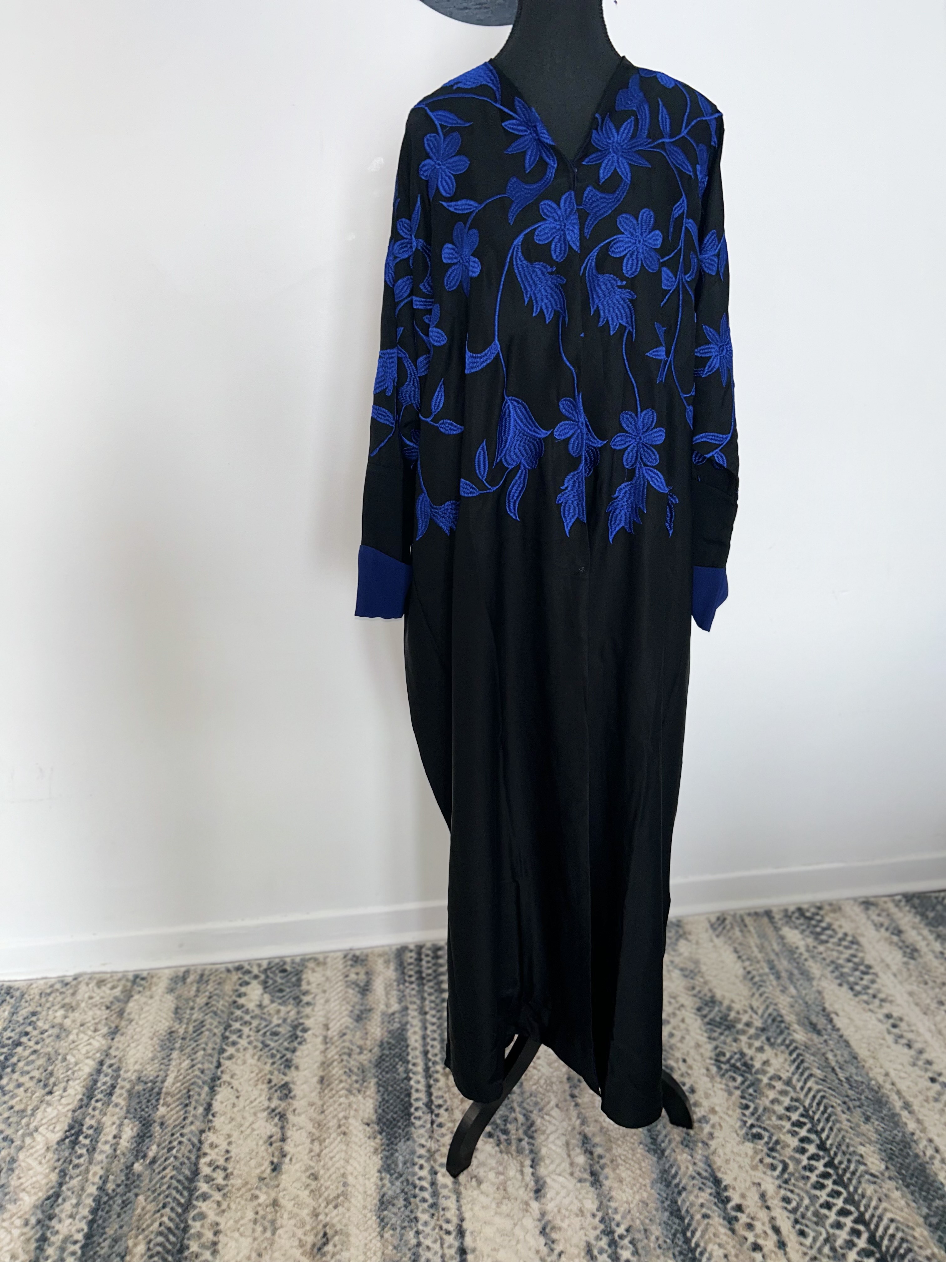 Blue/Black Floral abaya