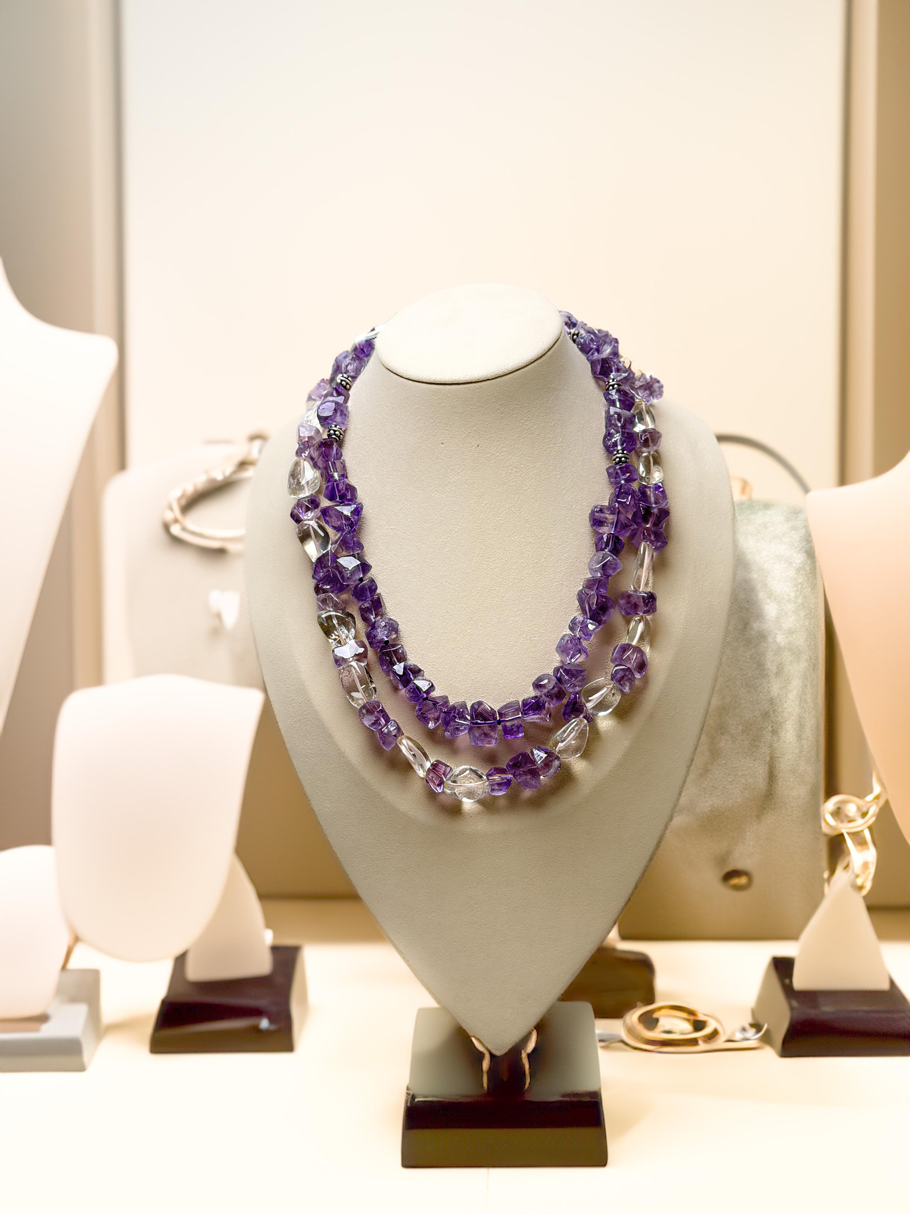 Collar doble de amatista y citrinos