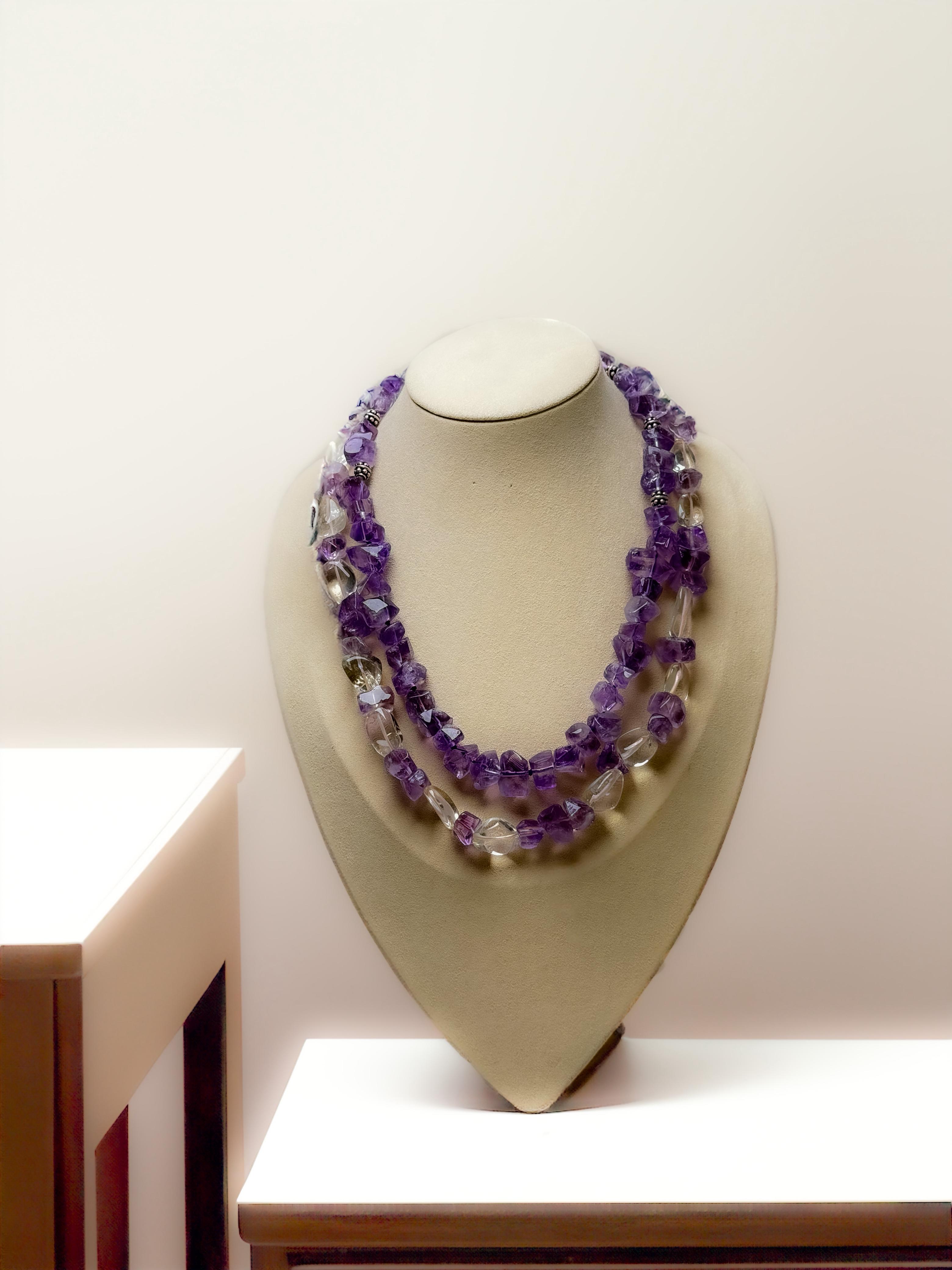 Collar doble de amatista y citrinos