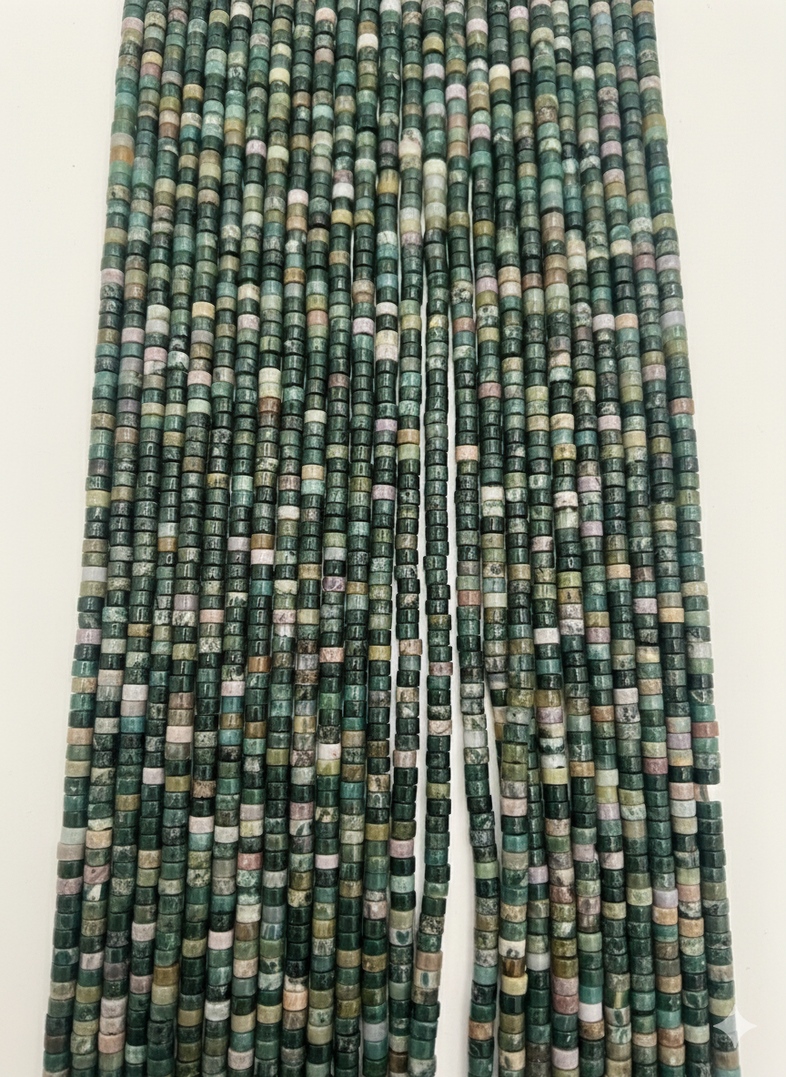 Hilo de agata musgosa tipo puca 6x3mm