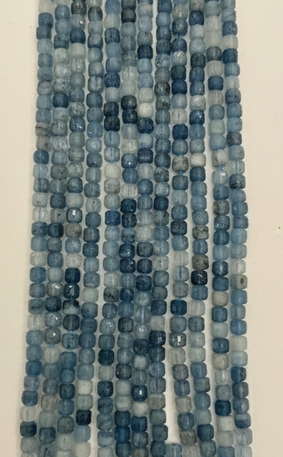 Aguamarina Premium Cubo Facetado 3mm