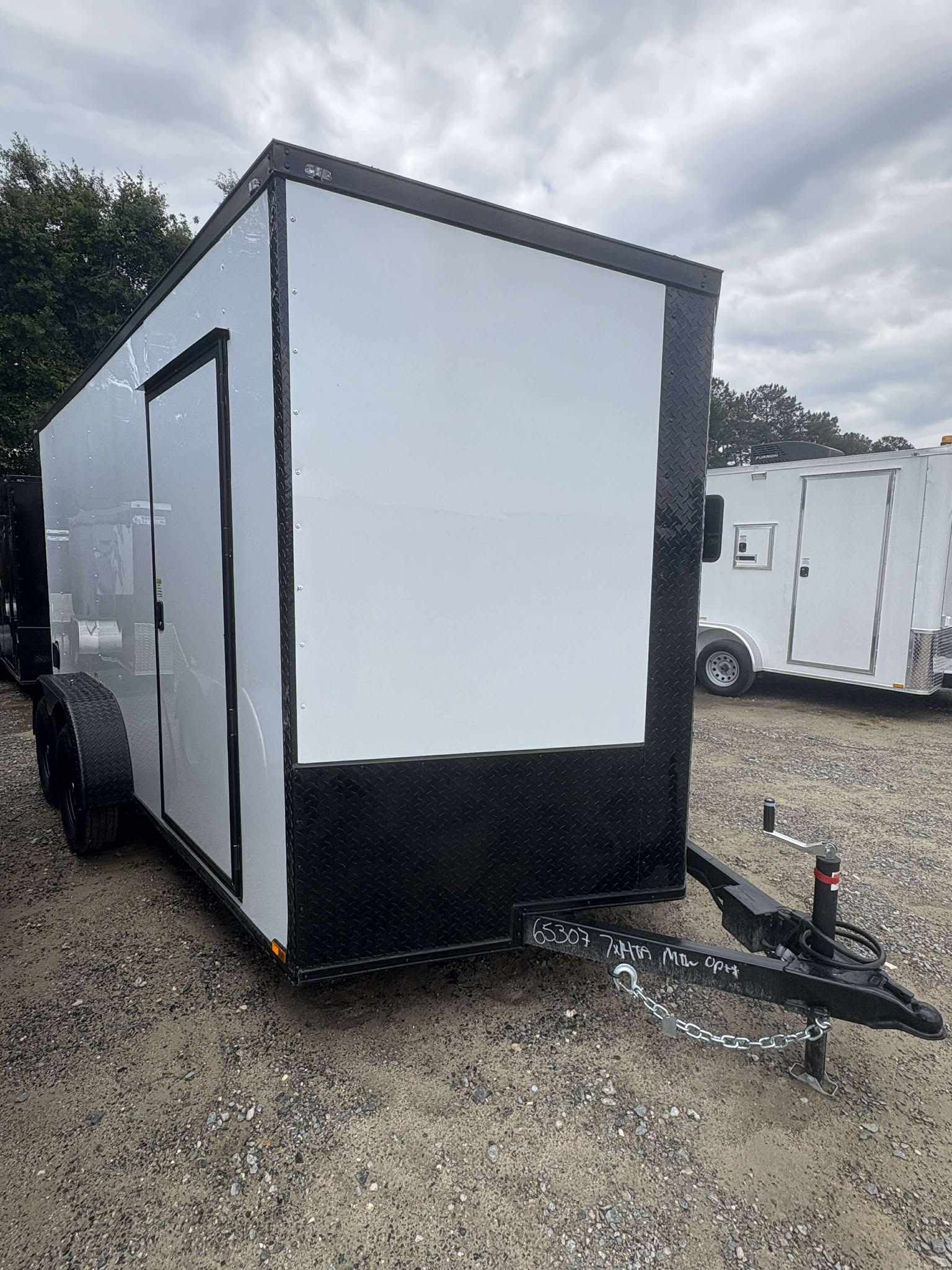 7x14TA Enclosed Cargo Trailer White Blackout Quality Cargo