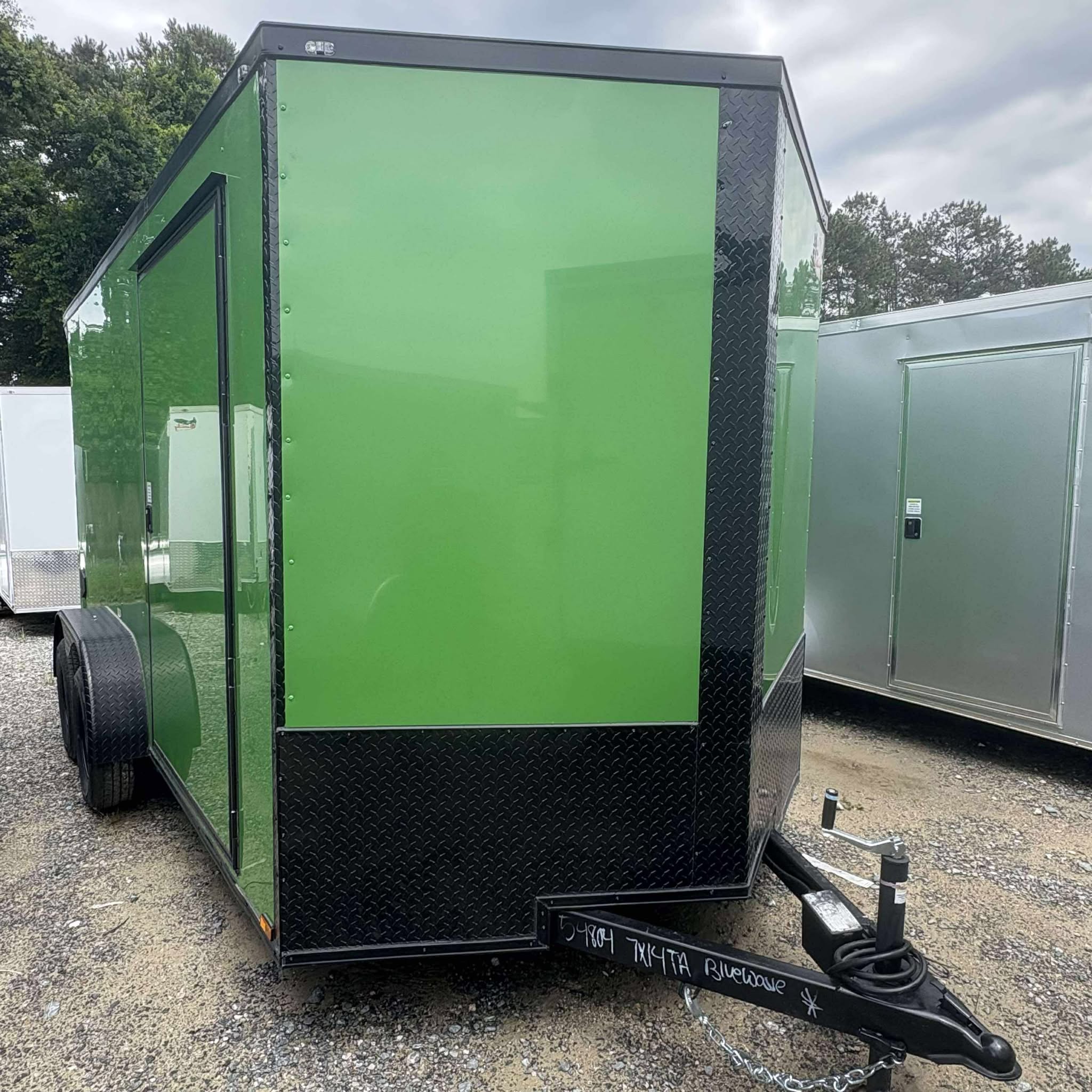 7x14TA Enclosed Cargo Trailer Lime Green Blackout Quality Cargo