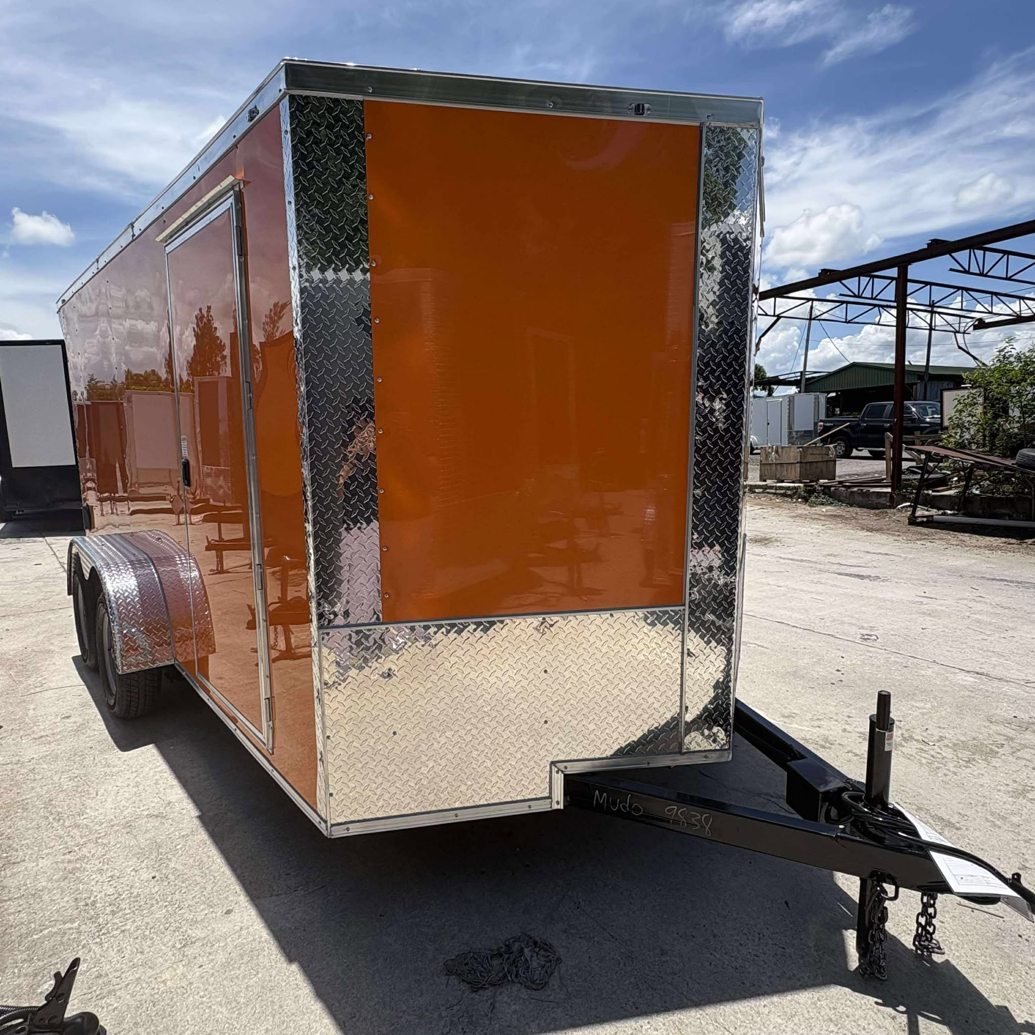 7X14TA Enclosed Cargo Trailer With Loading Lights Orange Quality Cargo 
