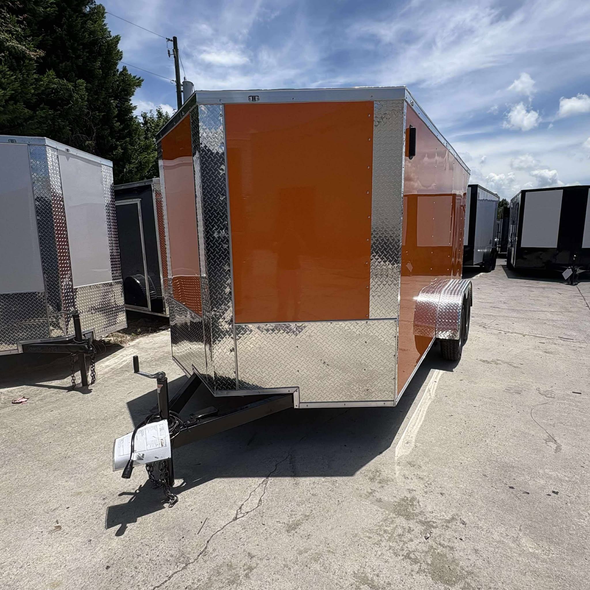 7X14TA Enclosed Cargo Trailer With Loading Lights Orange Quality Cargo 