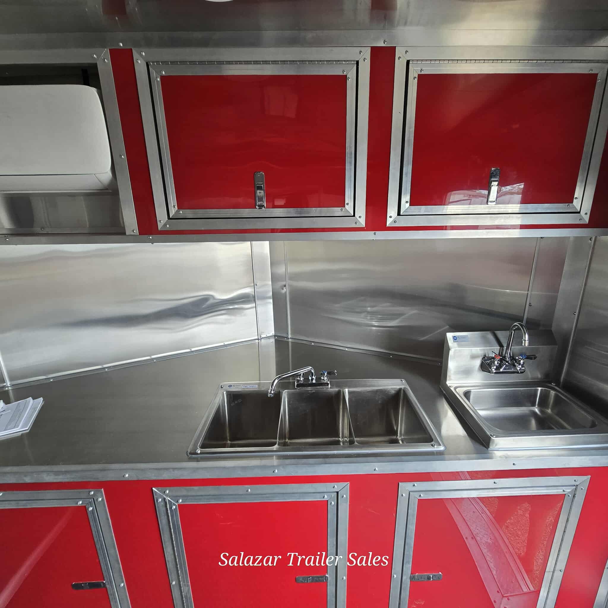 Premium 8.5X24TA Enclosed Porch Concession Trailer Red