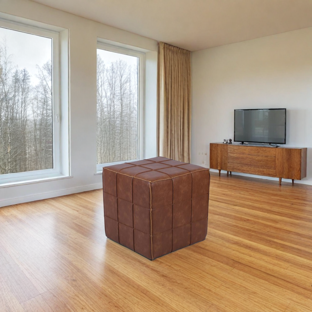 Leather Cube Ottoman