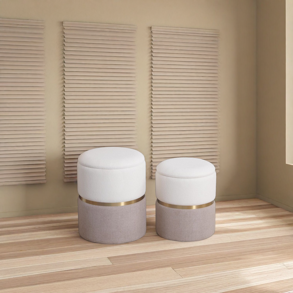 Set of Two Modern Ottomans