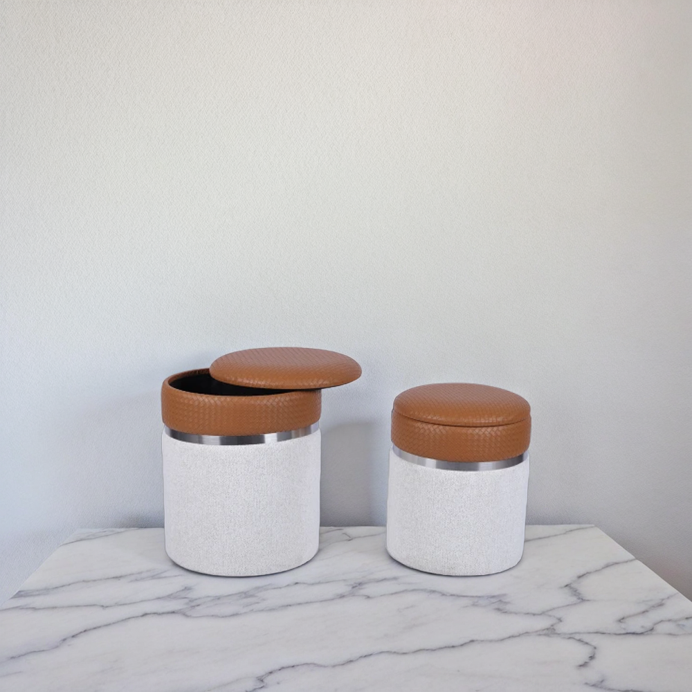 Set of Two Multi-functional Storage Ottomans