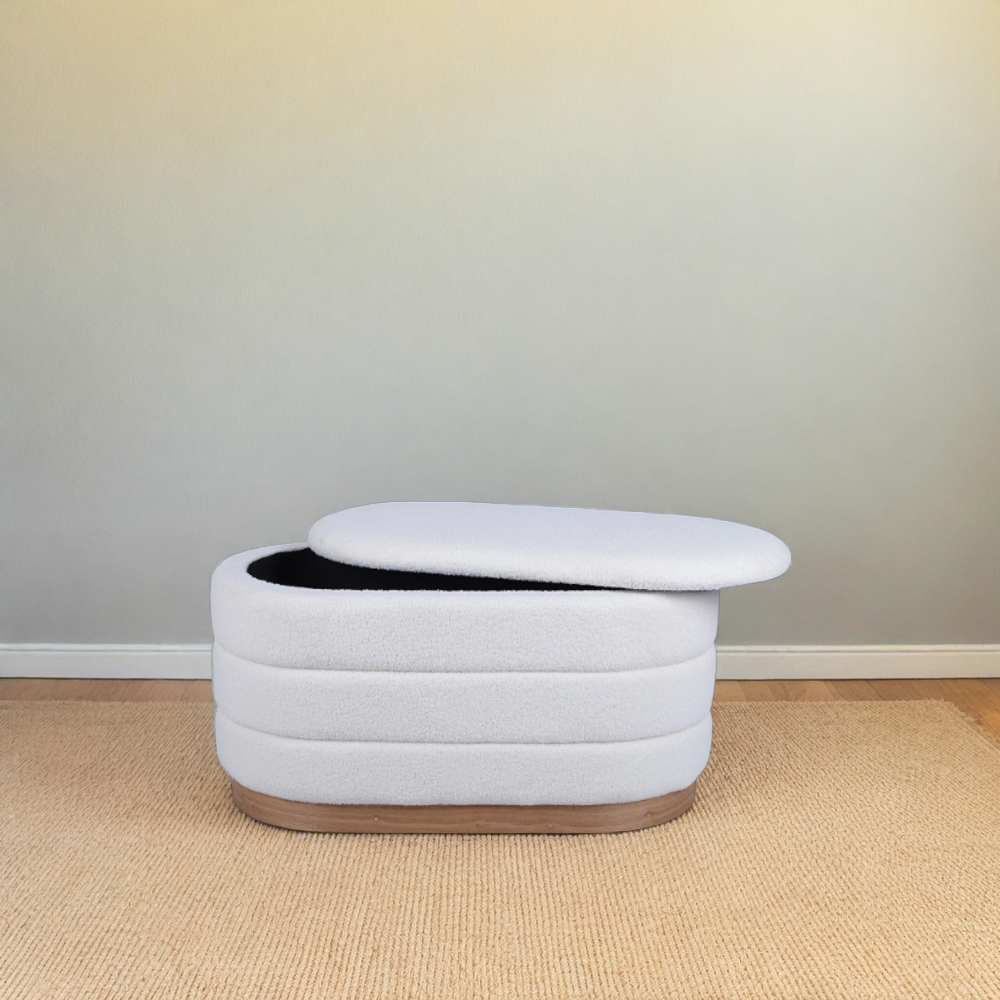 White Upholstered Storage Bench
