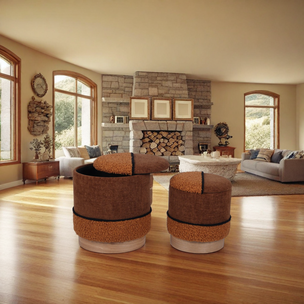 Brown Ottoman Set with Storage